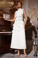Rochie maxi fără mâneci Ethel decorată cu flori