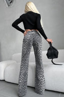 Leoparden-Jeans mit hoher Taille