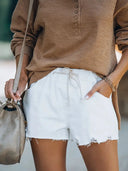 Slim Fit Elastisk Talje Denim Shorts