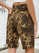 Vintage Leopardenmuster schlank machende Jeansshorts
