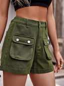 Trendige Denim Cargo-Shorts mit elastischem Bund