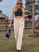 Jeans-Cargohose mit elastischem Bund und lockerem Schnitt
