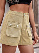 Trendige Denim Cargo-Shorts mit elastischem Bund
