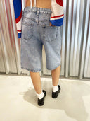 Lichtblauwe denim sprankelende shorts