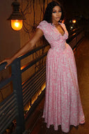 Vintage-Kleid mit Blumenprint und Puffärmeln