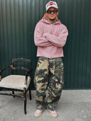 Camouflage Strass Kordelzug Cargo-Hose