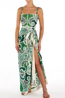 Costume intero verde con stampa etnica set