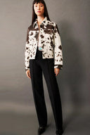 Veste style chemise en fausse fourrure imprimé vache