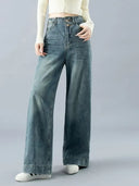 Højtaljede viddebenede denim