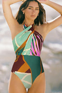 Ensemble maillot de bain fleuri dos nu à bretelles croisées