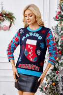 Casual jule sokker broderi strikket sweater
