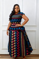 Multicolored African Print Peplum Maxi Dress