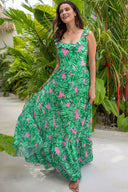 Costume intero verde con stampa a balze