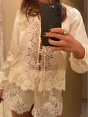 LaceTrimmed Satin Pajama Set