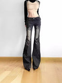 Vintage blomstrede lavtaljede jeans