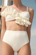 Fransız Fırfırlı Düz Renk Bikini Takımı