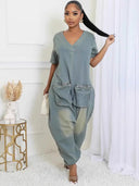 Retro løs jumpsuit med lommer