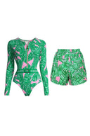 Set di pantaloncini da surf verdi stampati