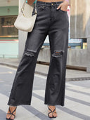 Vintage Jeans mit weitem Bein, Rissen und Flared-Schnitt