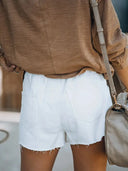 Schlanke Passform Elastischer Bund Denim-Shorts