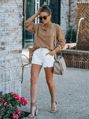 Slim Fit Elastisk Talje Denim Shorts