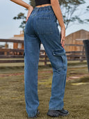 Vintage Yıkanmış Yarı Esnek Denim Kargo Pantolon