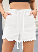 High-Waisted Drawstring Denim Shorts