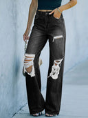 Jeanshose im Used-Look mit weitem Bein und Streetstyle