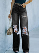 Jeanshose im Used-Look mit weitem Bein und Streetstyle