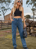 Pantaloni cargo din denim semi-elastic spălat vintage