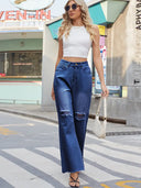 Jeans vintage a gamba larga strappati a zampa