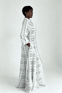 Maxi-Hemdkleid mit geometrischem Ethno-Print und Stehkragen