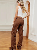 Retro elastische taille denim cargobroek