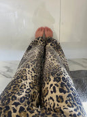 Leoparden Diamanté Schlagjeans