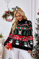 Høj hals jule snemand broderi sweater