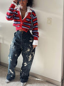 Jeans mit Splash-Art-Muster