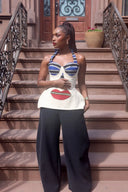Neckholder-Korsett-Top im Tribal-Stil