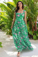 Costume intero verde con stampa a balze