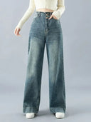 Højtaljede viddebenede denim