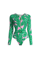 Completo da surf floreale verde con zip