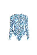 Set costume da bagno surf floreale verde con zip frontale