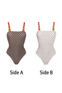 Luxury Reversible Swimsuit with Hermes-Inspired Print