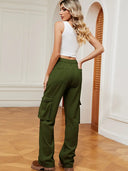Retro elastische taille denim cargobroek