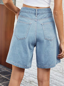 Verstelbare taille denim bermudashort