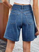 Verstelbare taille denim bermudashort