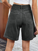 Verstelbare taille denim bermudashort