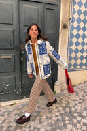 Casaco Acolchoado com Bandana Azul Ecru