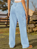 Ayarlanabilir İpli Yıkanmış Denim Kargo Pantolon