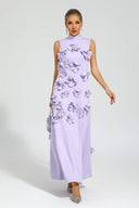 Rochie maxi fără mâneci Ethel decorată cu flori