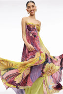 Abito lungo Kiara con stampa Ikat multicolore